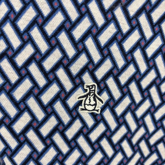 PENGUIN by Munsingwear Polo Mens L Navy Geometric Short Sleeve - Picture 4 of 7
